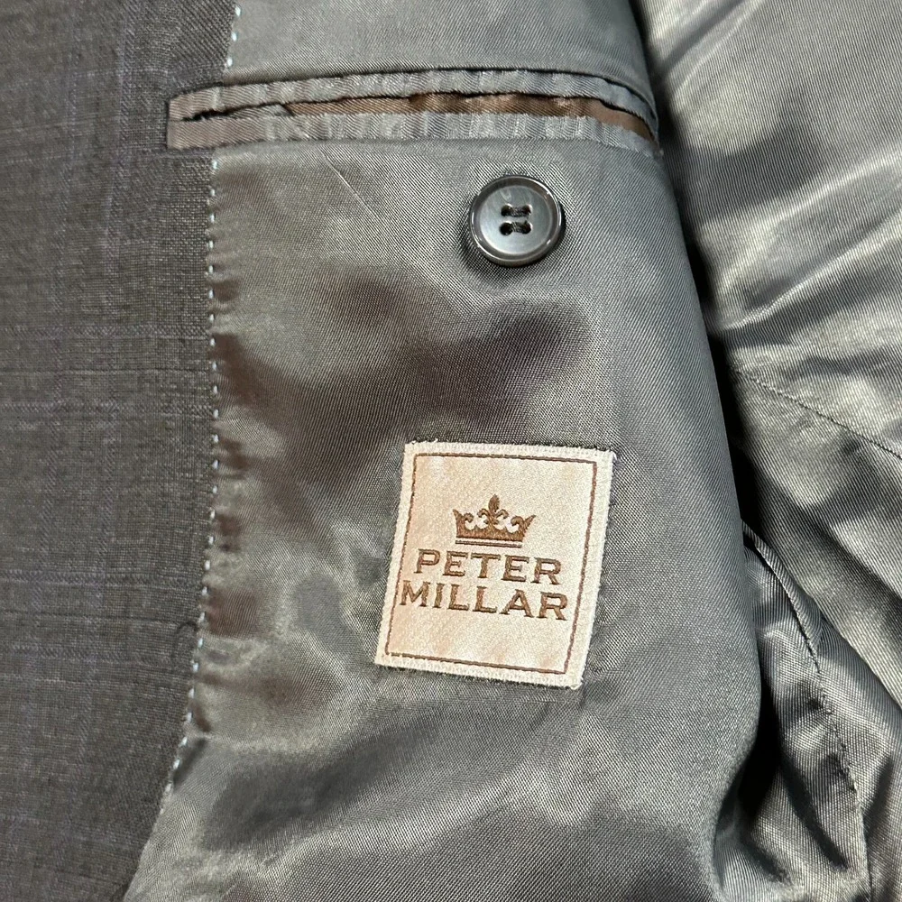 Peter Millar Blazer Mens 42S 2 Button Gray‎ Sport Coat Suit Jacket 100% Wool